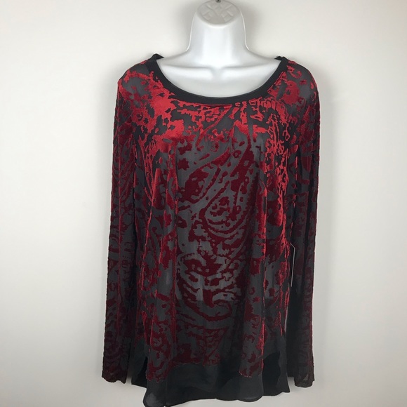 Vera Wang black and red see thru top - Picture 1 of 5